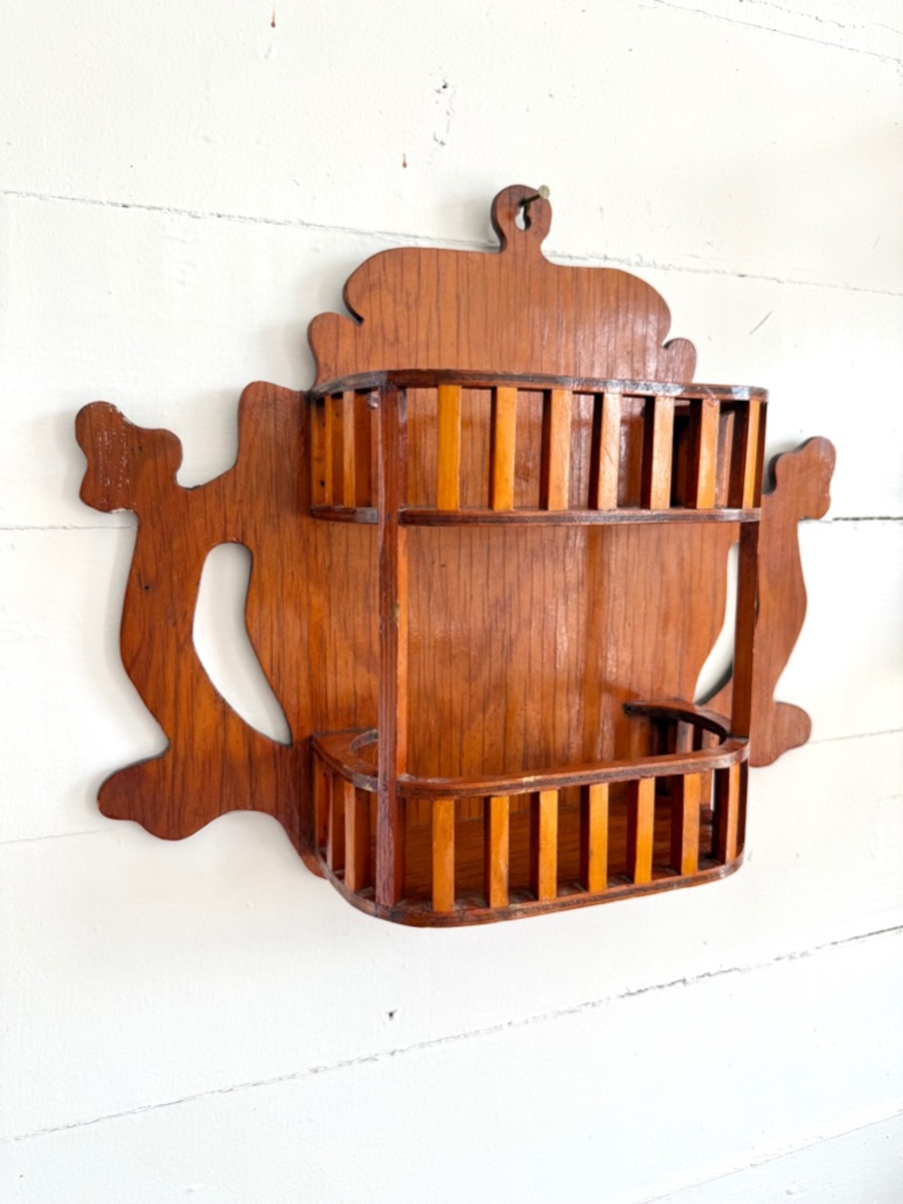 MCM Wood Wall Shelf Vintage Folk Art Mid Century Decor